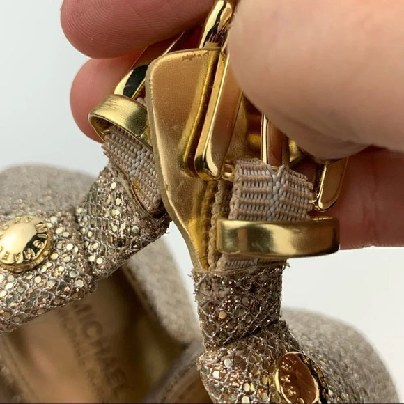 Michael Michael Kors heels size 7.5 38 gold snakeskin print glitter stilettos - Picture 11 of 12